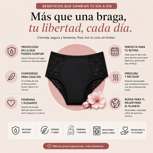  Braga menstrual de encaje – Talle alto - flujo moderado