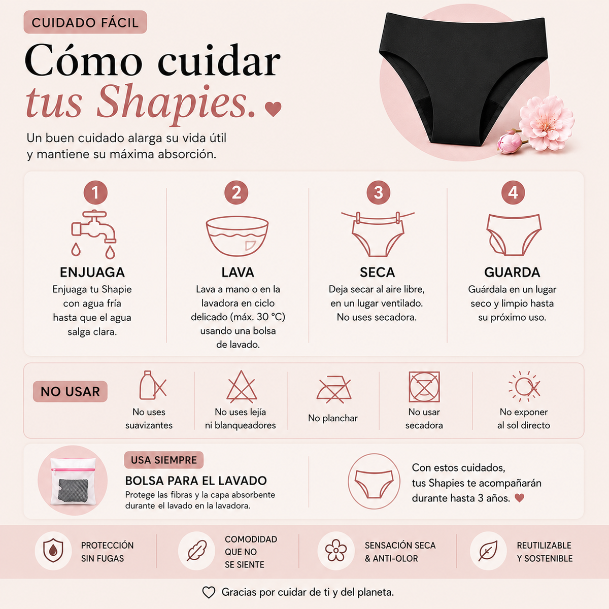  Braga menstrual sin costuras - absorción alta