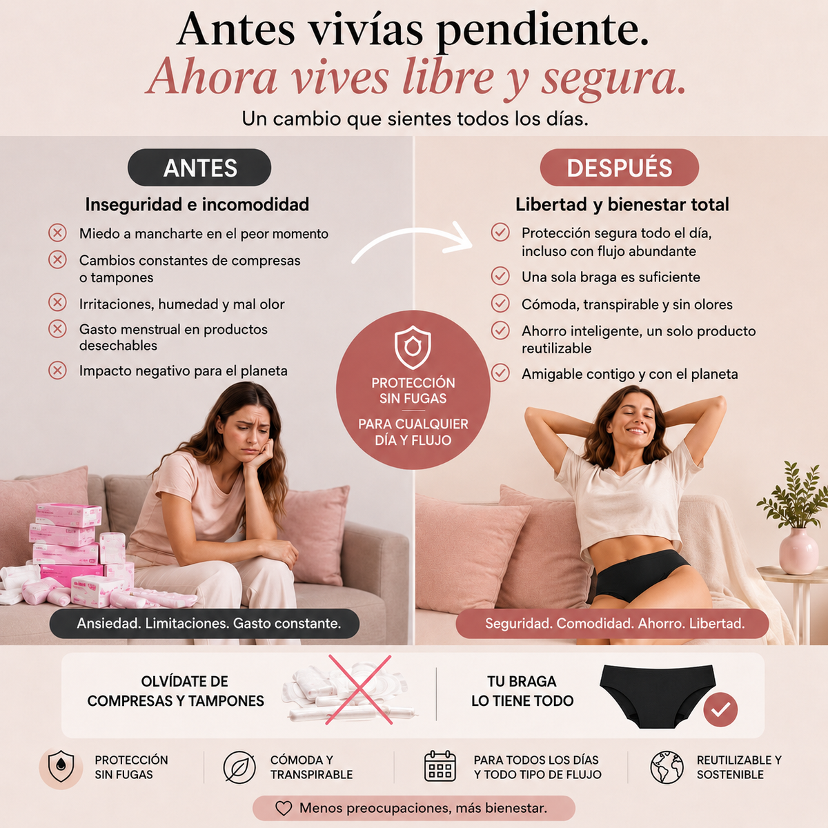  Braga menstrual sin costuras - absorción alta