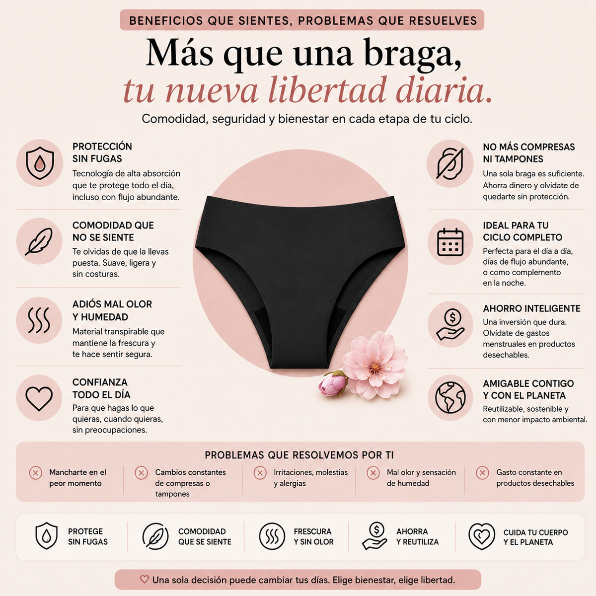  Braga menstrual sin costuras - absorción alta