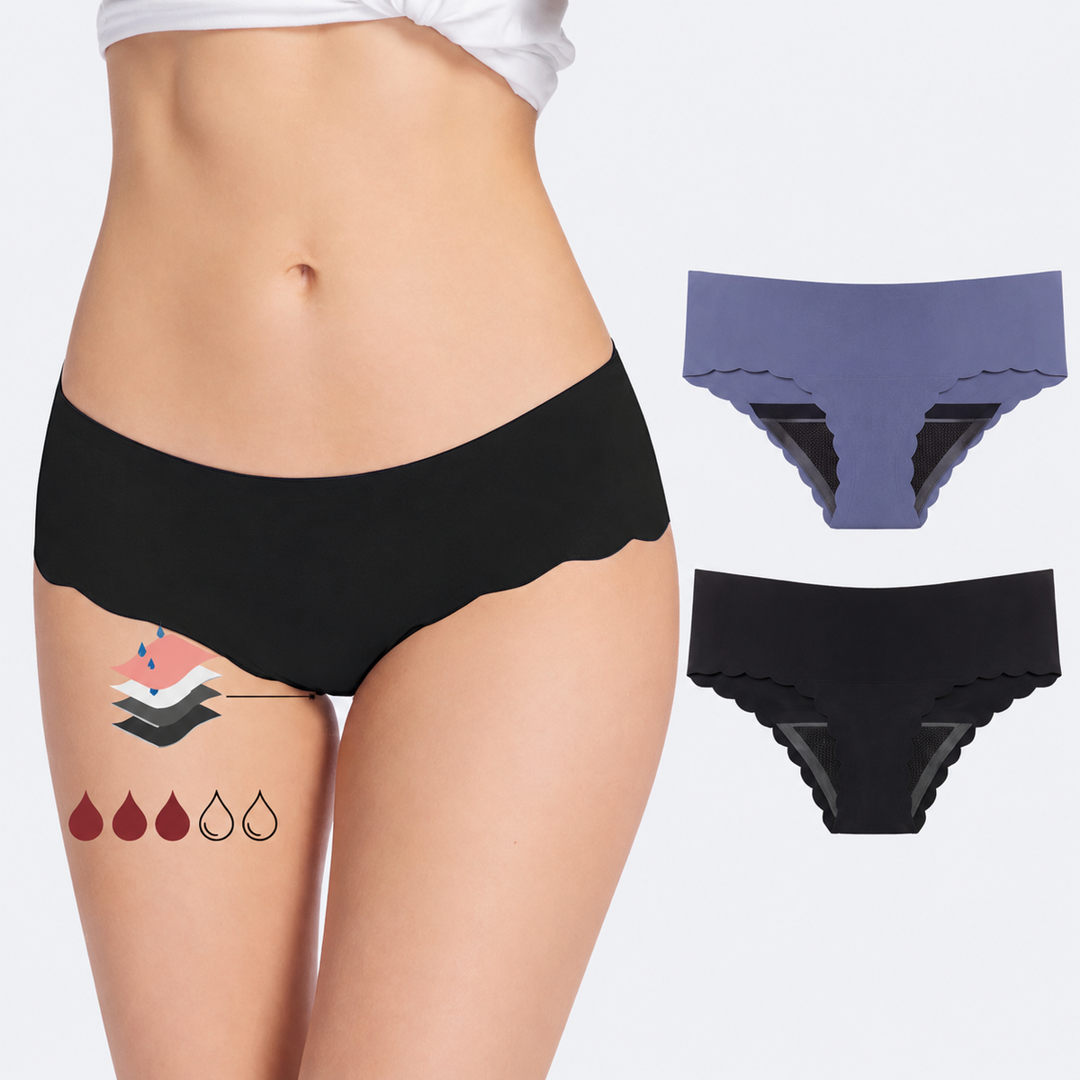  Braga menstrual sin costuras - Flujo abundante y protección anti fugas