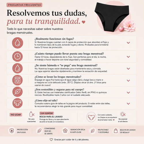  Braga menstrual sin costuras - absorción alta