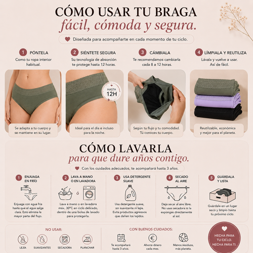  Braga menstrual - Alta absorción y anti fugas